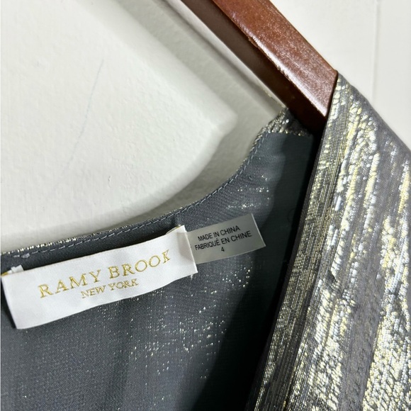 Ramy Brook Elise Metallic Party Silk Mini Dress in Platinum Sz 4 - Picture 7 of 10